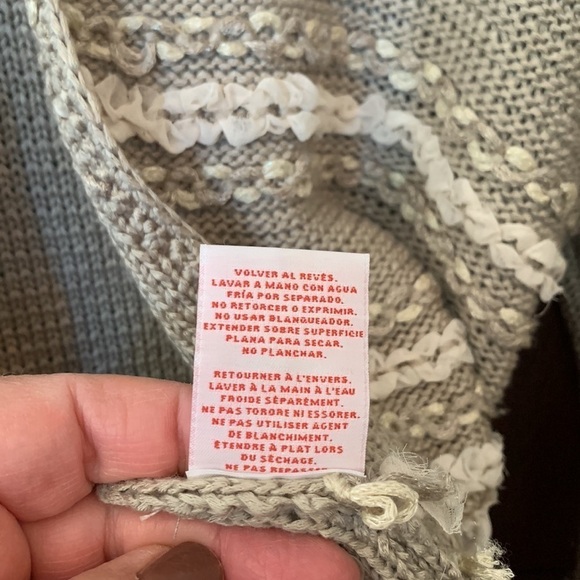 Ruby Rd cardigan size med grey and white mini ruffles long sleeve mixed media - Picture 6 of 12